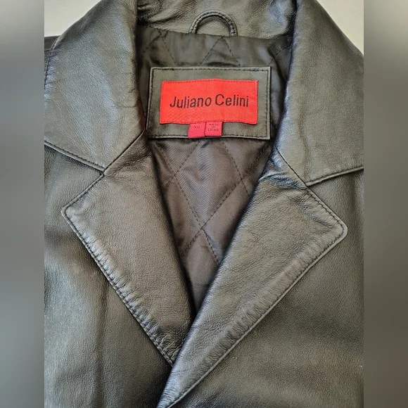 Juliano Celini Men's Black Leather Jacket Size XL